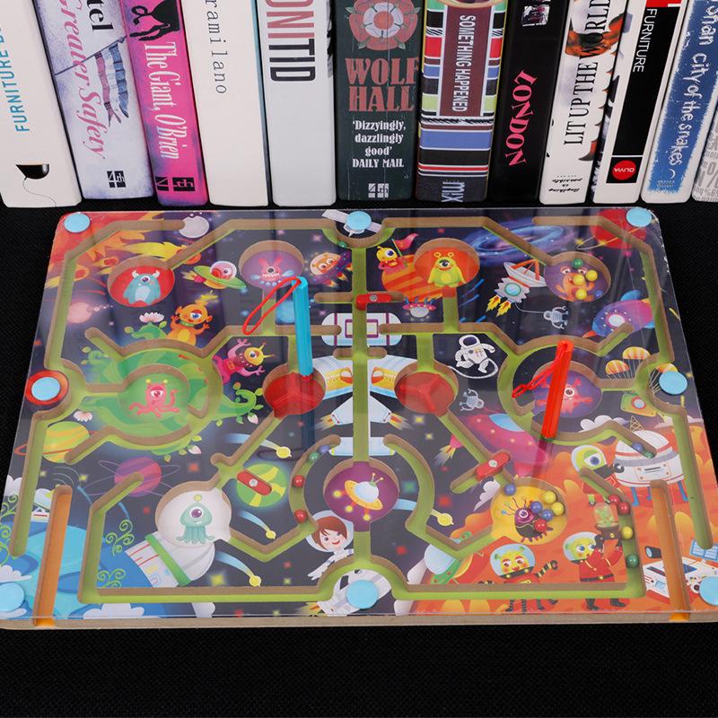 

Children s Wooden Magnetic Maze Toy with Beads - Space Ocean Theme