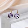 Trendy Square Crystal Drop Earrings for Women Wedding Party Elegant Jewelry Golden Geometry Loop Earrings White Pink Blue