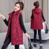 Cotton Vest Women's Medium and Long Live Hat Medium and Long Solid Color Cotton Vest Rhombus Temperament Thin Loose Vest