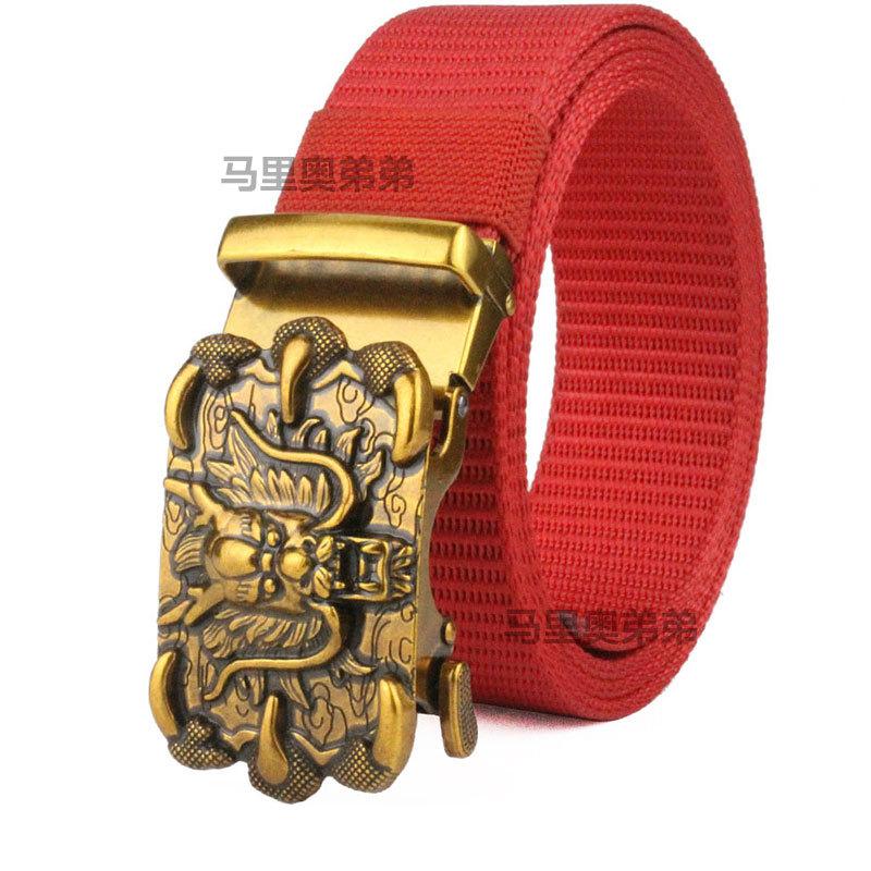 Belt, Men's Automatic Buckle Toothless Business Casual Men's Belt, Young People's Personality Trendy Nylon Canvas