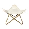 Handmade Leather Butterfly Chair With Ottoman–White Lounge Chair/Stool