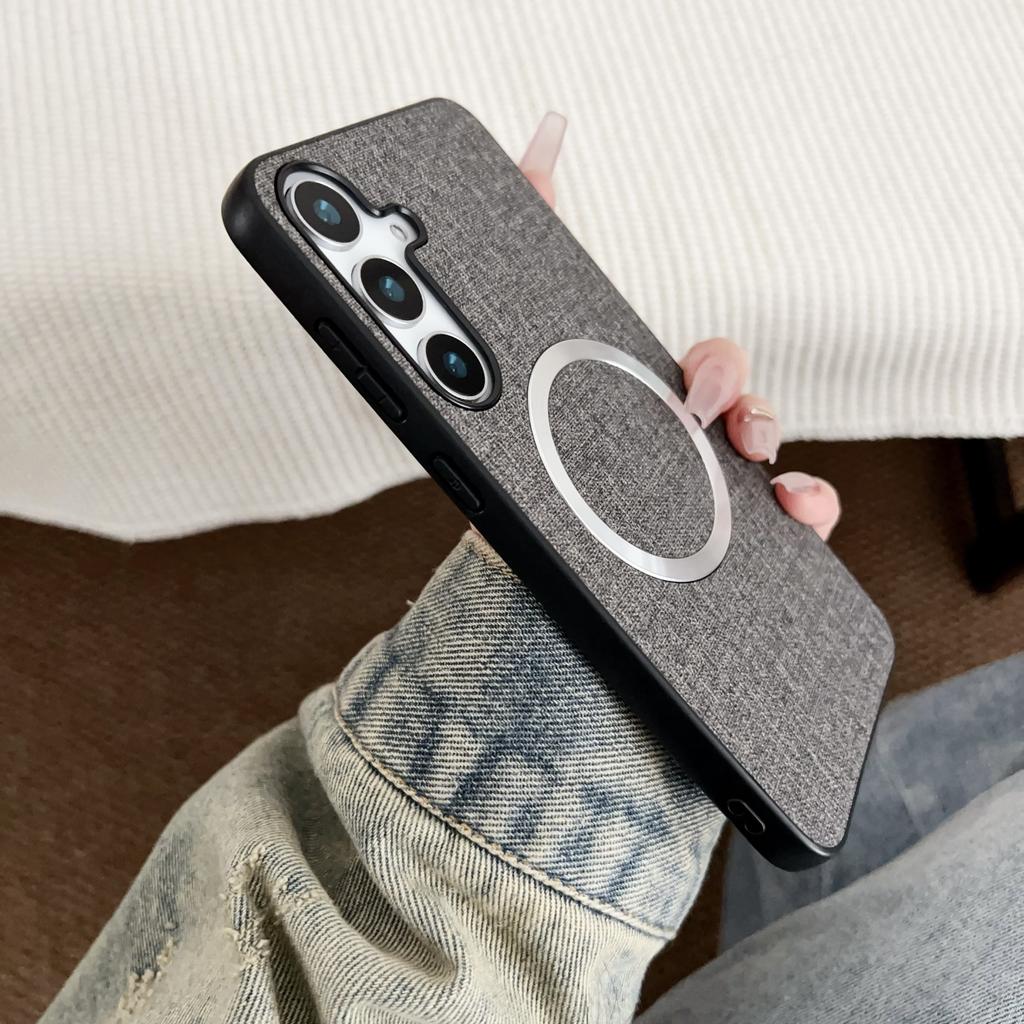 For Samsung Galaxy S25 Case Drop-Proof TPU+Cloth Back Phone Cover Compatible with MagSafe