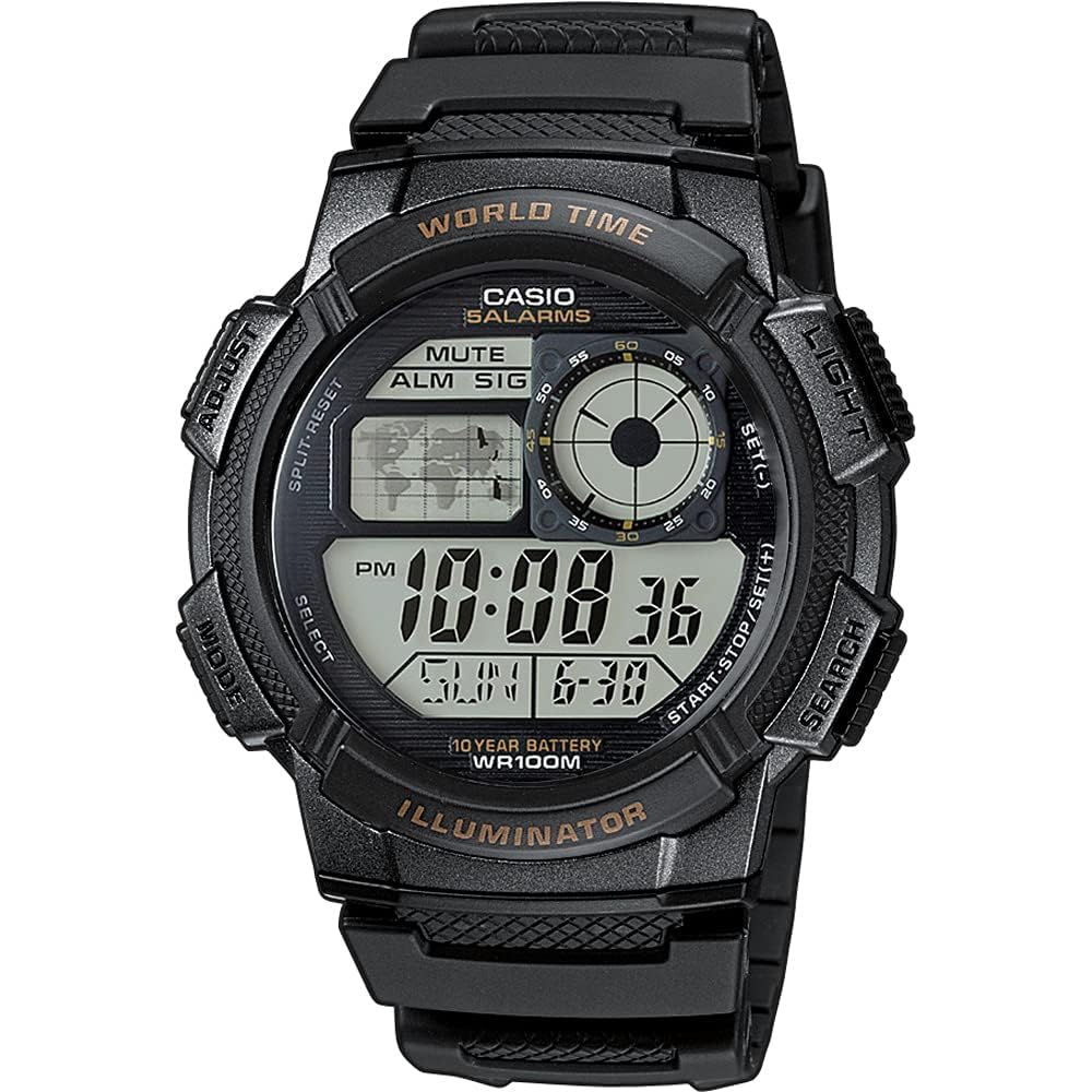 Casio AE-1000W-1AV World Time Digital Men s Watch Black Gunmetal Overseas Model