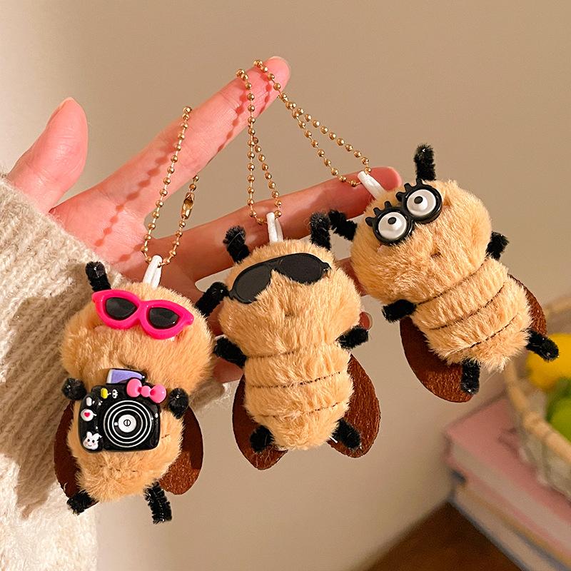 Cartoon Plush Cute Funny Cockroach Shape Doll Pendant Student Bag Decoration Student Fun Gift Accessories