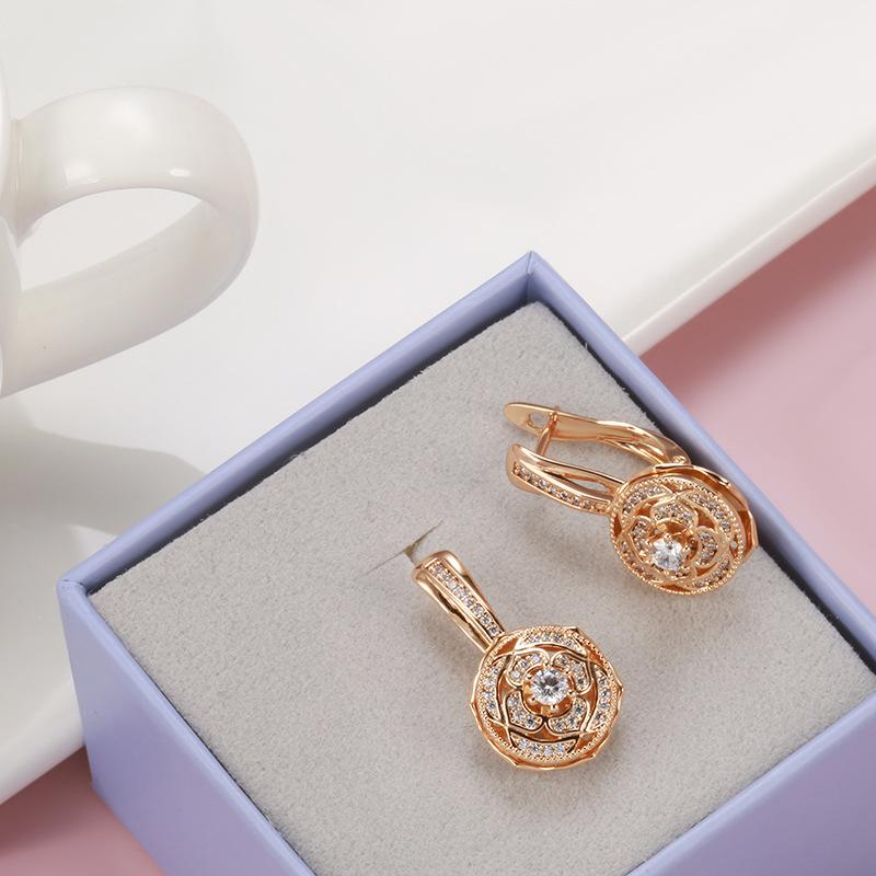 SIMJOO Personality Design Temperament Rose Gold Hollow Ear Buckle Jewelry