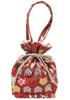 [Hasegawa] Cat Pattern Drawstring Bag with Handle, Made In Japan (Cat SilhouetteRed)