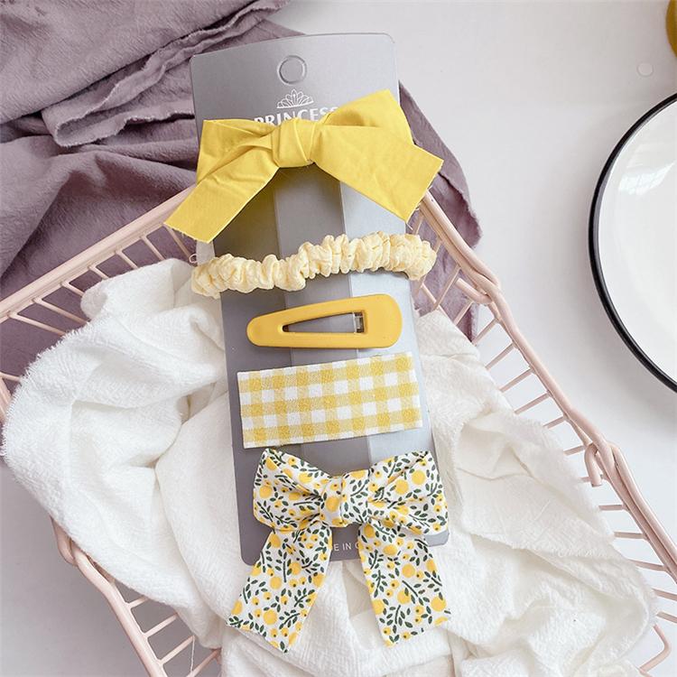 Floral Fabric Bow Hair Clip Set Girls Hair Clips Set Cute and Lovely Plain Color Hair Grips Set