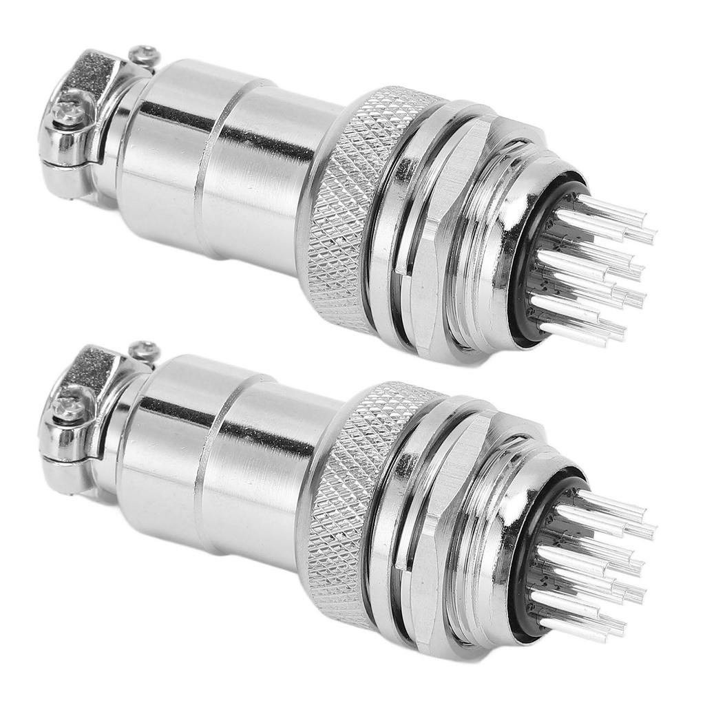 2PCS 12 Pin Aviation Connectors Zinc Alloy Electrical Plug and Socket Set 20mm Opening 250V