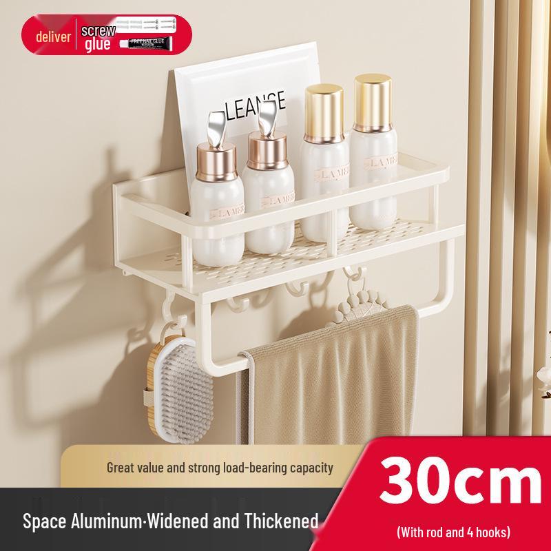 Wall-Mounted Bathroom Shelf & Shower Storage Rack - No Drill