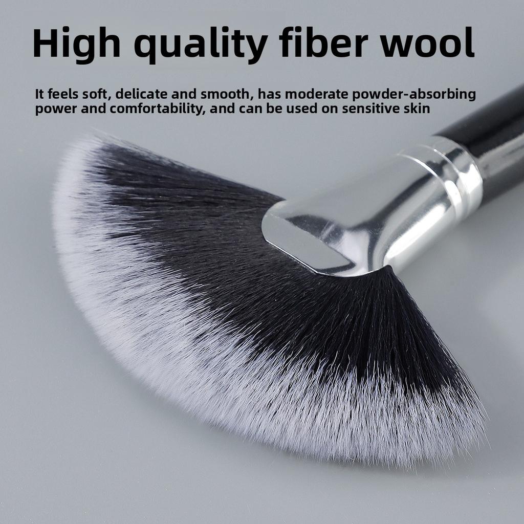 Large Wooden Handle Fan Brush Highlight Brush Delicate Fiber Hair Quick Makeup Residual Painting Batch