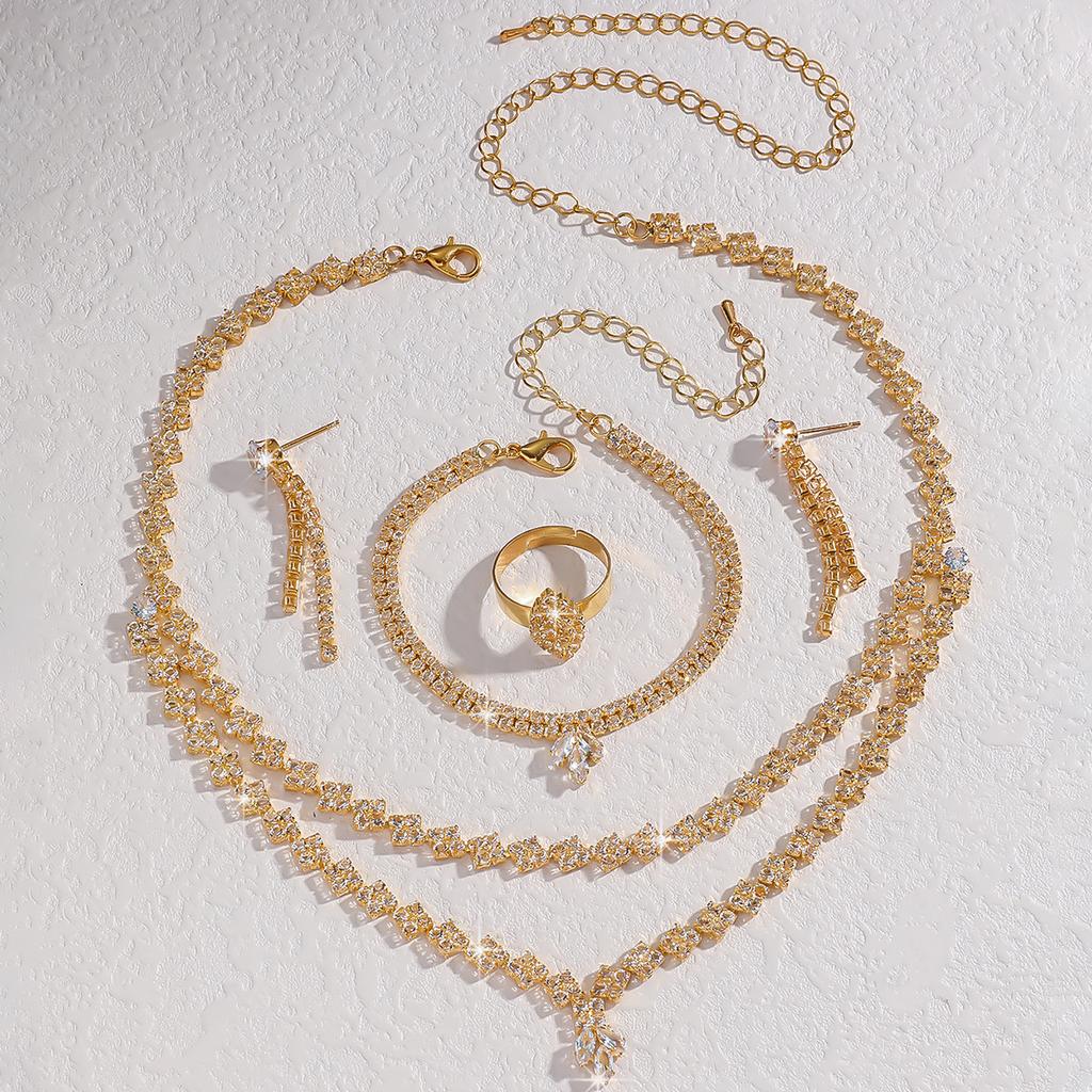 Set Necklace Earrings Bracelet Fashion Jewelry Copper Zircon High Sense Wedding Season Girl