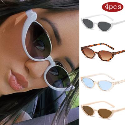 1/4set Small Cat Eye Sunglasses Women Y2K Half-Frame UV400 Protection Vintage Streetwear Fashion Eyewear