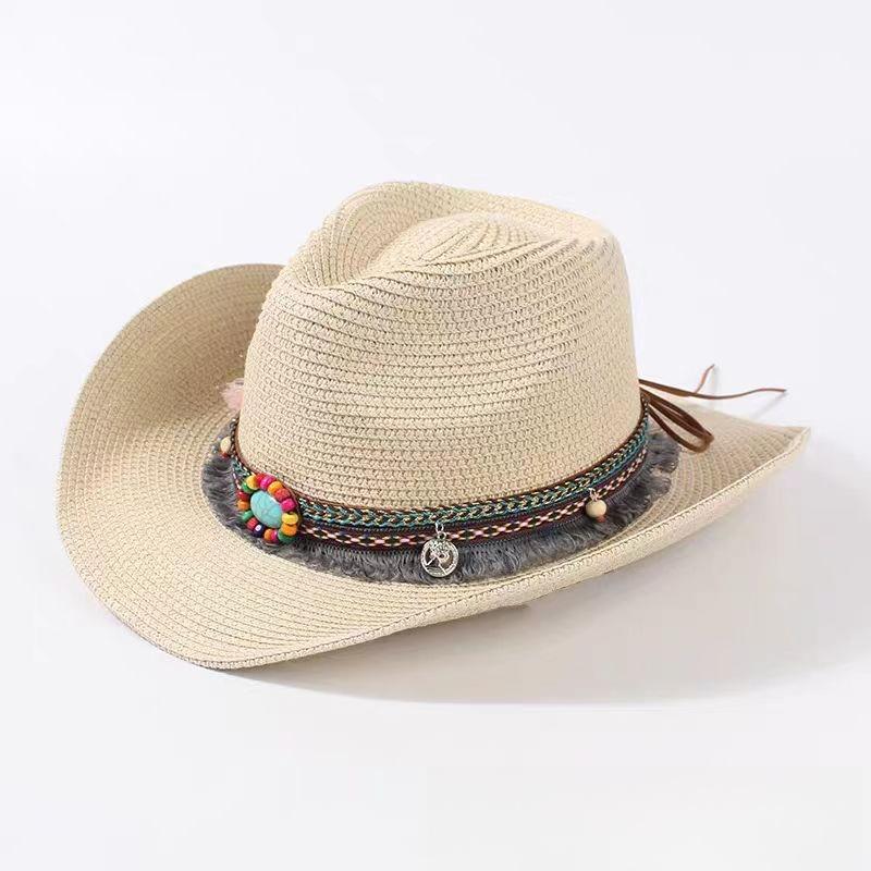 1pc Summer Beach Hats for Women,Sun Hat Minority Style Bohemia Outdoor Wide Brim Sun Hats Holiday Beach Breathable Visor Caps
