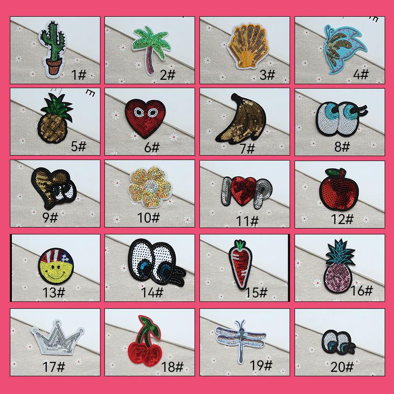 Smiley Face Embroidery Patch Sequin Love Label - Eyes Clothing Decoration.