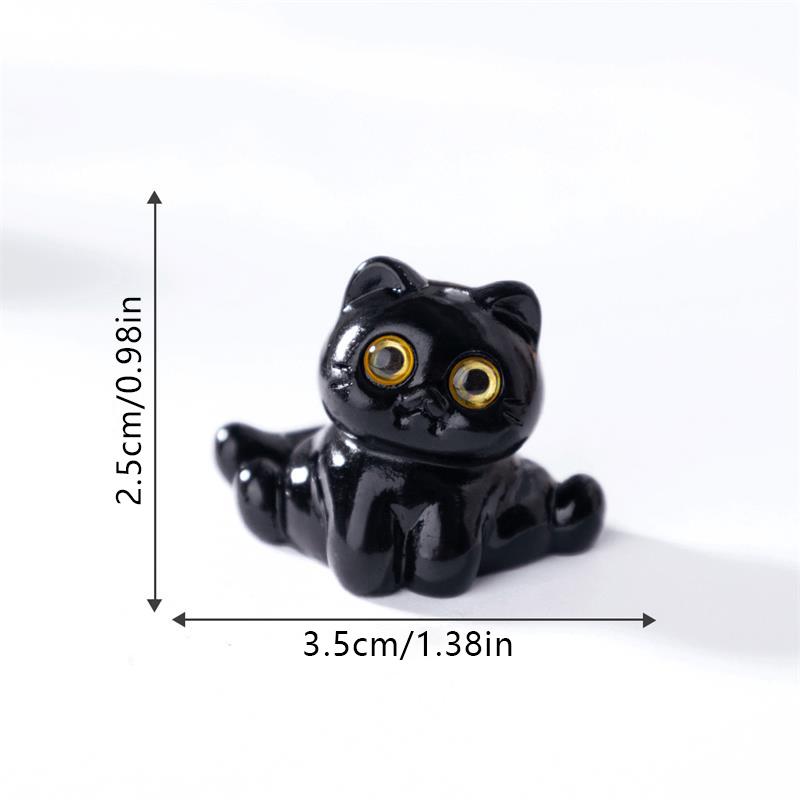 5Pcs/Bag Cute Little Black Cat Doll Car Ornaments Micro Landscape Ornaments Desktop Home Decoration Dollhouse Toy Accessory Gift