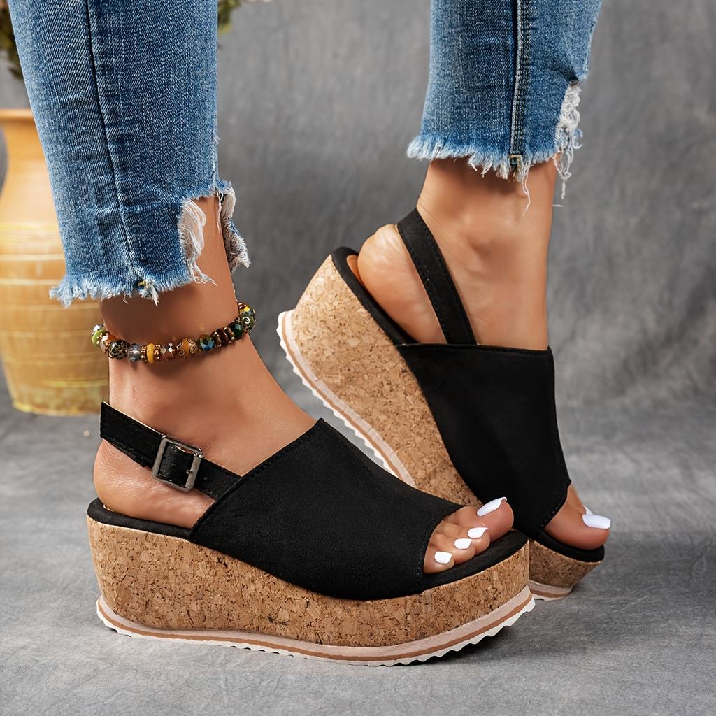 Women'S Platform Sandals with Design And Wooden Texture for The Beach., Women Shoes