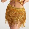 Latin Dance Hula Short Skirt Dress Stage Carnival Party Performance Hip Scarf Three-Layer Tassel Belly Dance Sequins Waist Chain