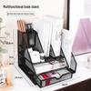 Wrought Iron Metal File & Pen Holder: Office File Rack & Bookshelf Organizer
