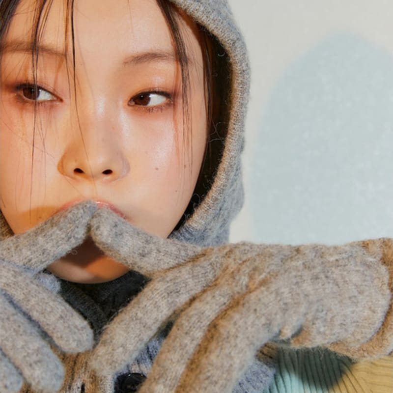 Kuho Plus Cable Knit Long Gloves Grey (KE3X5UM023)