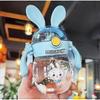 240mlbaby Kids Lovely Cup Toddler Infant Cartoonchildren Learn Drinking Straw Bottle(blue)