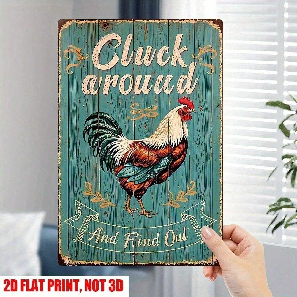 Metal Poster Retro Rooster Wall Decor for Chicken Coop