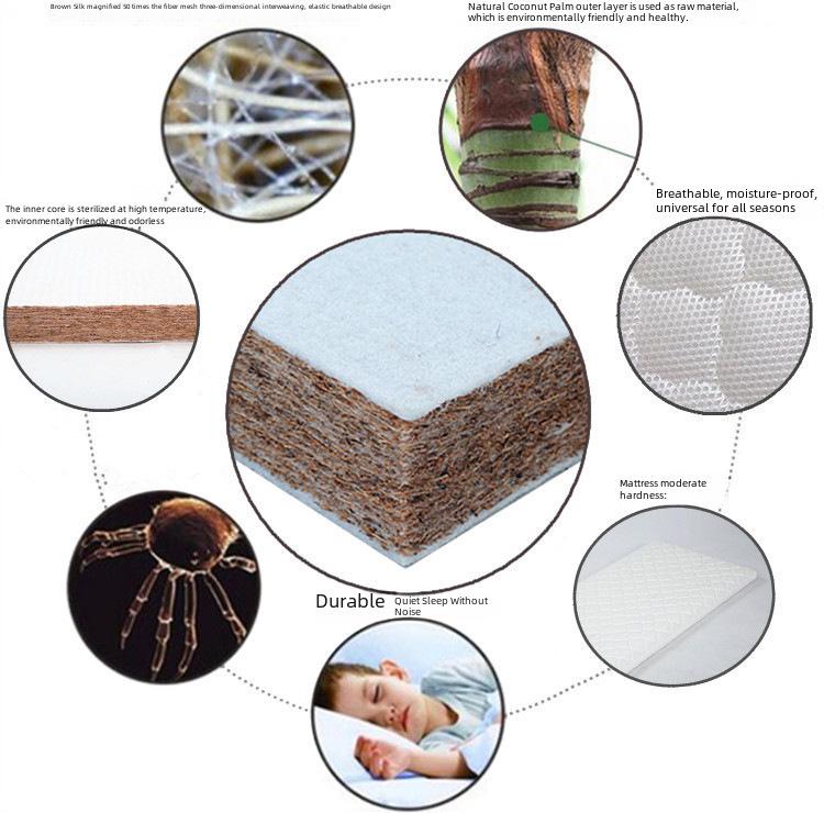 Saltea Eco-Friendly din Latex cu Fibră de Cocos pentru Bebeluși - Husa Detașabilă și Lavabilă pentru Nou-Născuți și Copii de Grădiniță
