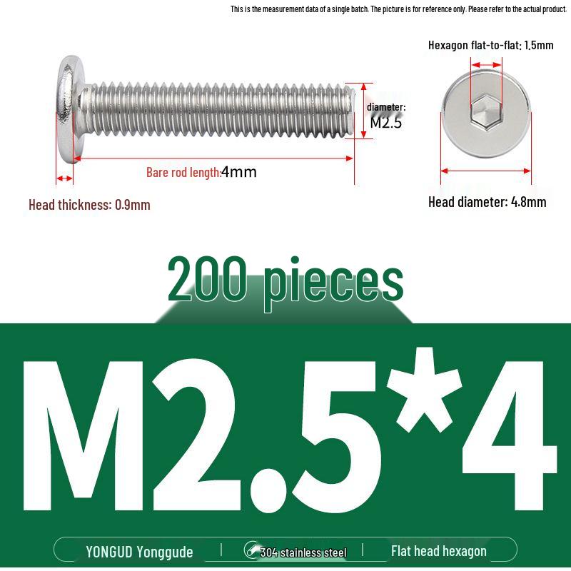 304 Stainless Steel Ultra-Thin Flat Head Hex Socket Bolt, M2-M12