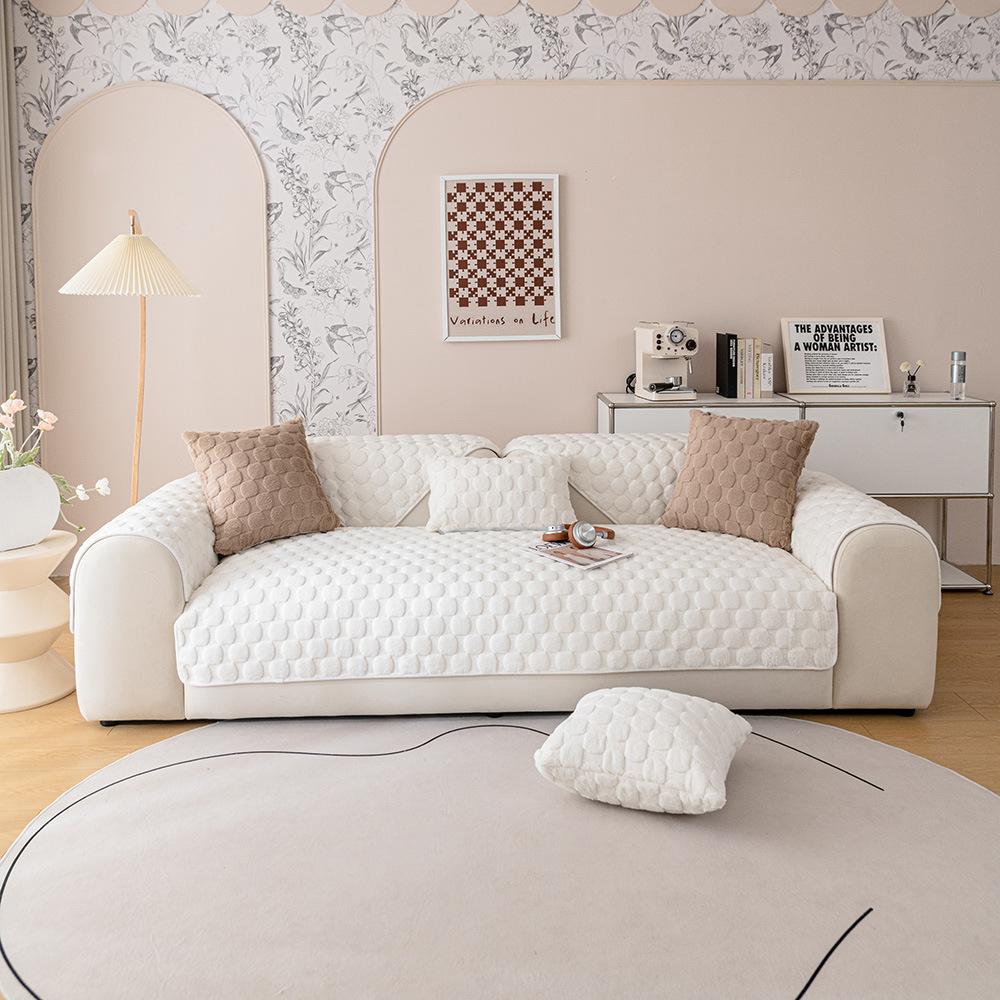 

Зимняя плюшевая подушка для дивана с кроликом, утолщенная флисовая подушка, Нескользящий кожаный чехол для дивана, новый скандинавский чехол, полотенце 70*70