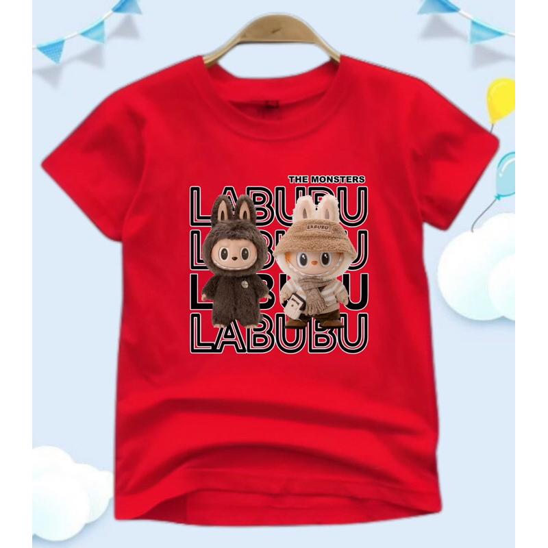 Summer Fashion LABUBU Pattern Children's Short Sleeve Cartoon Labubu Printed Girl Round Neck T-shirt Top