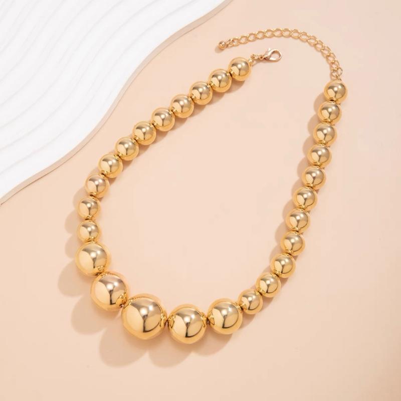 Módní řetízek s velkými korálky Nastavitelný choker Řetízek na klíční kost Doplněk Náhrdelník s korálky inspirovaný vintage