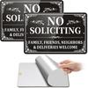 No Soliciting Sign for House 2 Pack, No Soliciting Sign for Front Door Home Self-adhesive 9 X 6 Inches, Aluminum Metal Yard Signs, Family, Friends,