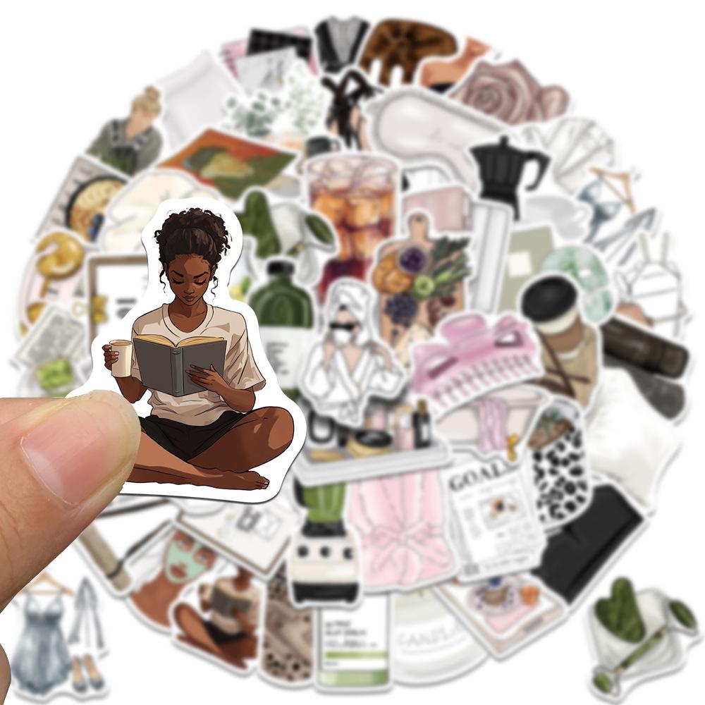 10/30/50pcs Clean Girl Cartoon Stickers Aesthetic Decals Toys DIY Laptop Scrapbook Luggage Graffiti Decoration Sticker Gifts