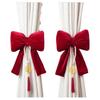 Velvet Bow Curtain Straps Romantic Adjustable Mosquito Net Tie with Tassels Red Curtain Tieback Wedding Celebration