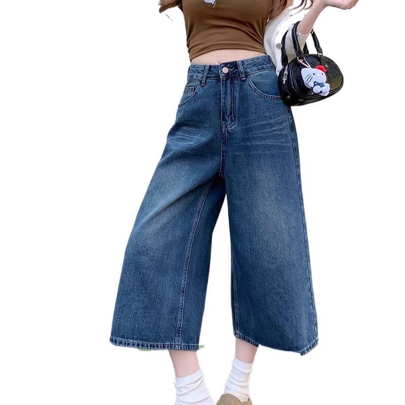 2026 Summer Retro High-Waisted Cropped Wide-Leg Women's Jeans - Street Style