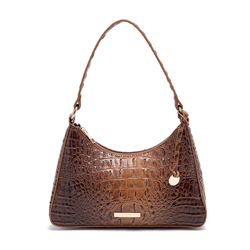 

New European, American, Middle Eastern Retro Handheld Underarm Women s Bag Brahmin Concave and Convex Crocodile Pattern