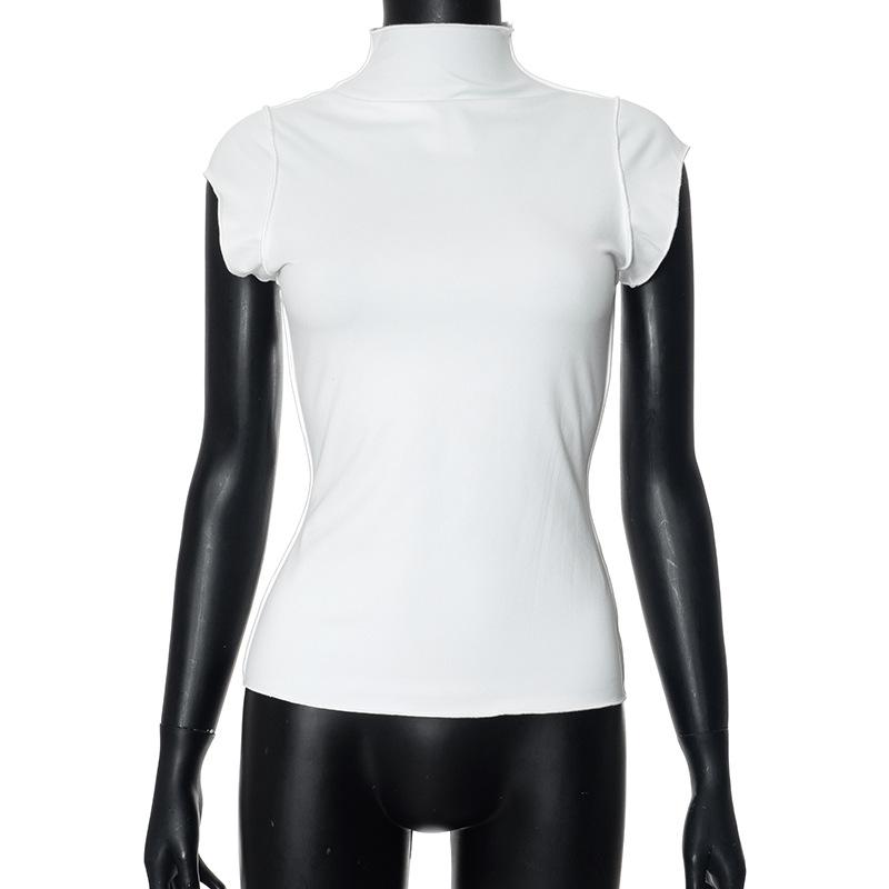 YYFS Women's Fashion Casual Summer Spring Solid Color Print Short Sleeve Half Turtleneck Blouses & Shirts