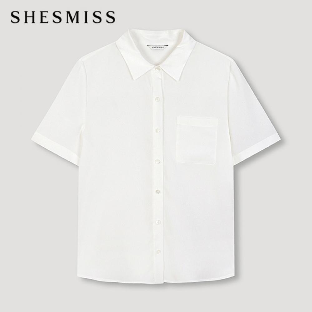 

She S miSS Pocket Short Sleeve Collar Shirt SwwStn21120 Iv Ivory/55