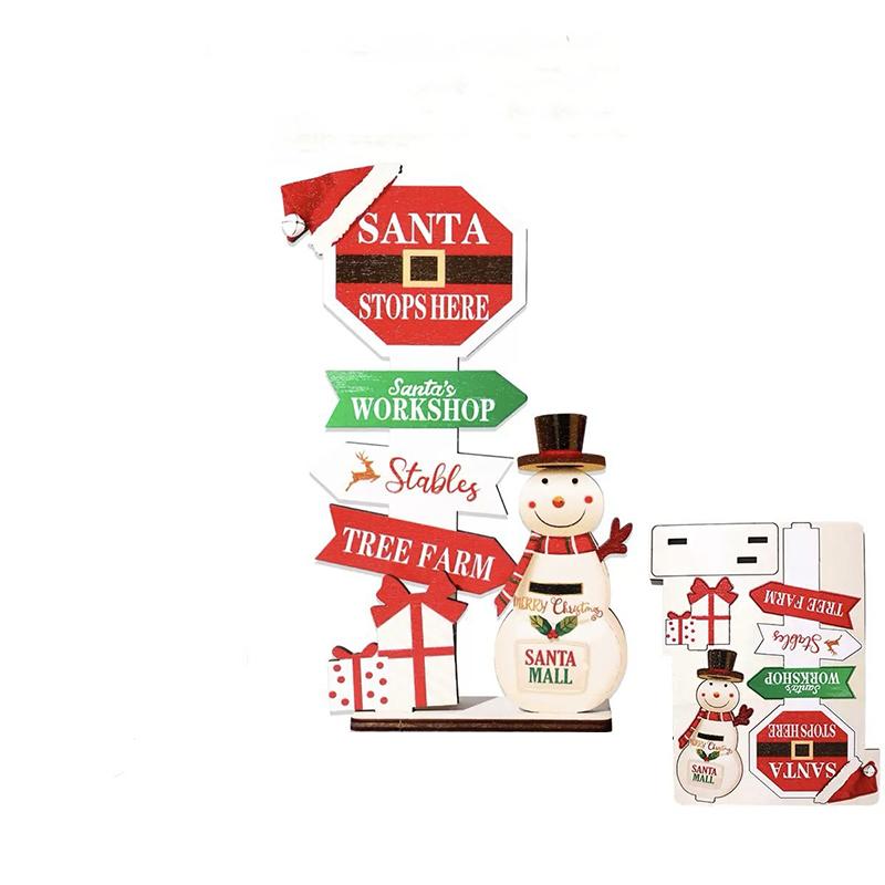 Enfeites de Natal de Madeira Papai Noel Boneco de Neve Decoração de Casa de Natal Decoração de Mesa de Ano Novo Navidad