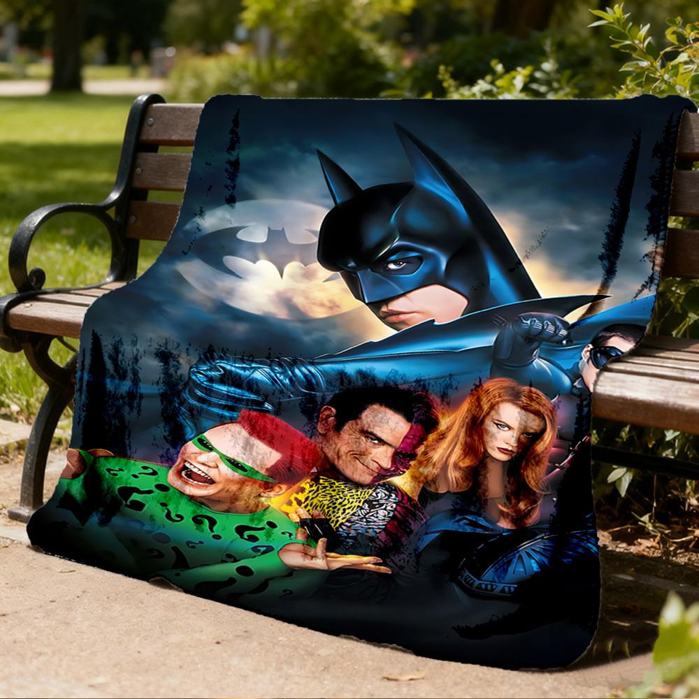 1pc Batman, Superhero Outdoor Flannel Throw Blanket Soft, Lightweight & Warm for Sofa, Office Chair, Camping & Travel Durable Polyester Fabric