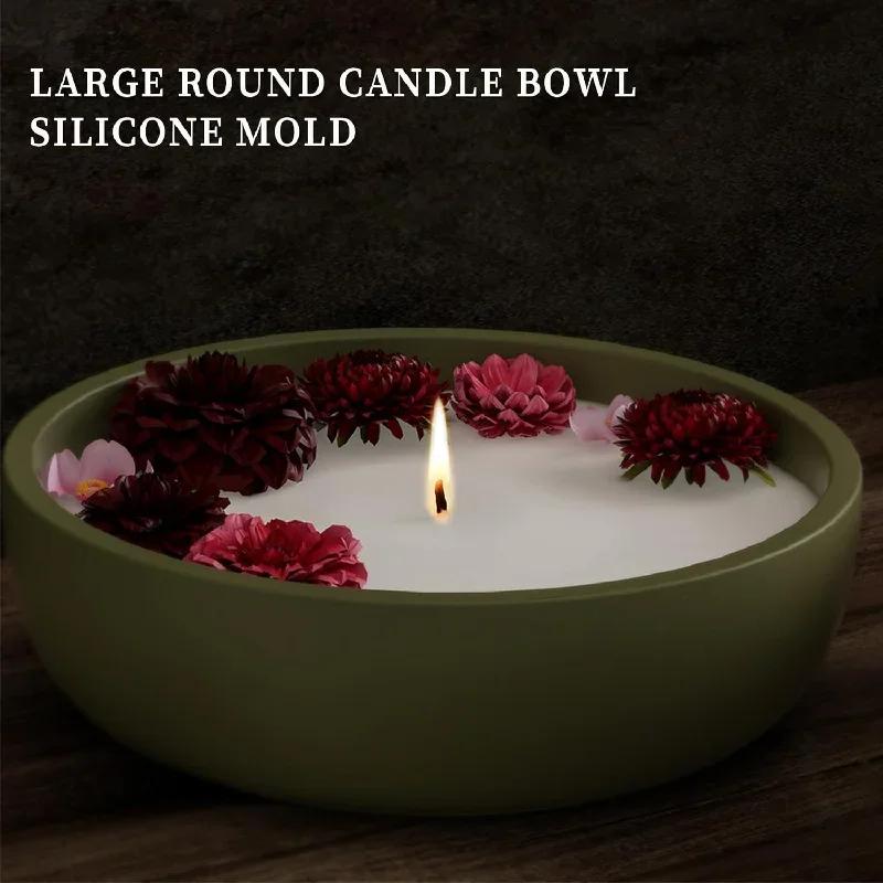 DIY Round Big Candle Jar Silicone Molds Cement Flower Pot Mold Concrete Wax Box Storage Bowl Candle Tray Mold Home Decor Crafts
