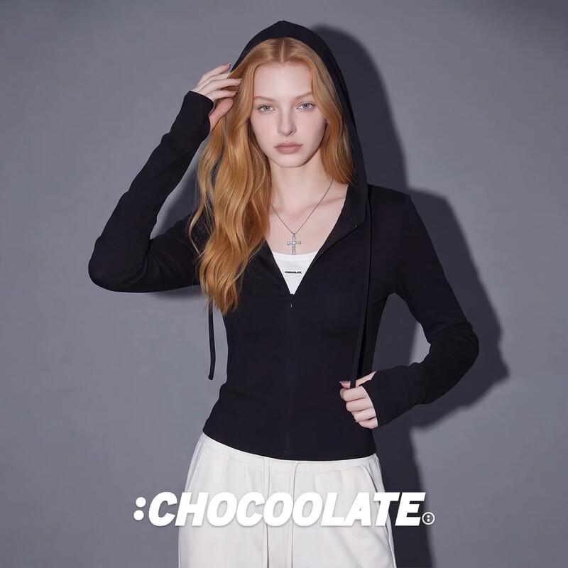 :CHOCOOLATEit Women's Fall Faux-Layered Hooded V-Neck Sweatshirt