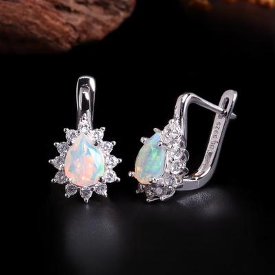 Nuovo arrivo!orecchini opale pietre preziose naturali pera 6*8mm design classico argento sterling 925 gioielleria raffinata per donne bel regalo