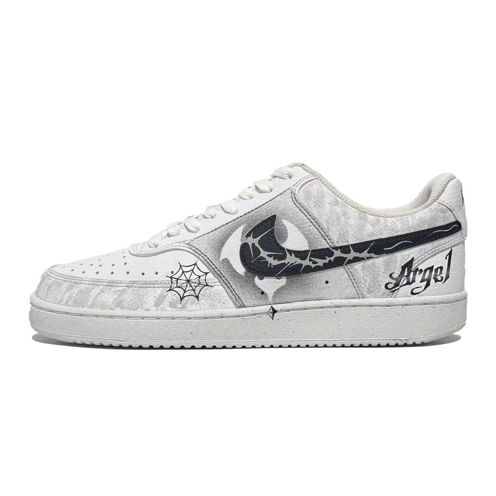 Nike Court Vision 1 Dark Thorn Lightweight And Breathable Low top Skateboard Shoes Men's Black White DH2987-101(Team61-)