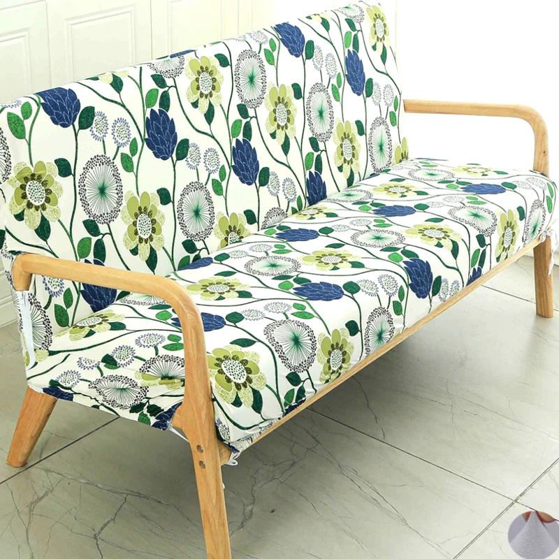 Printing Armless Futon Covers Stretch Futon Couch Cover Folding Sofa Bed Slipcover Furniture Protector with Elastic Bottom