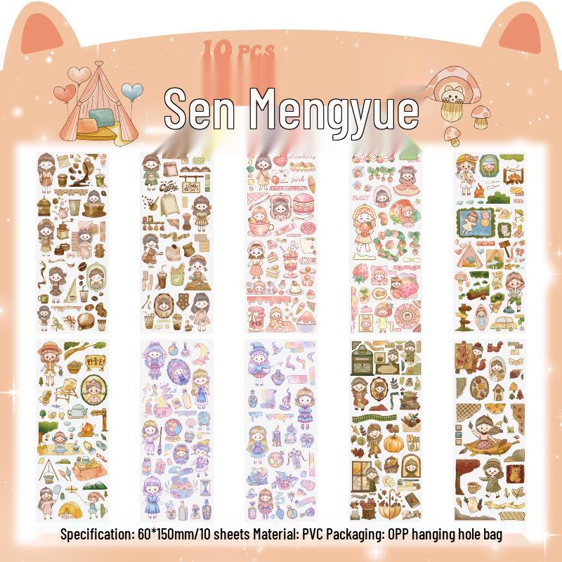 Pet Planet Cute Cartoon Children's Waterproof Notebook Stickers Set