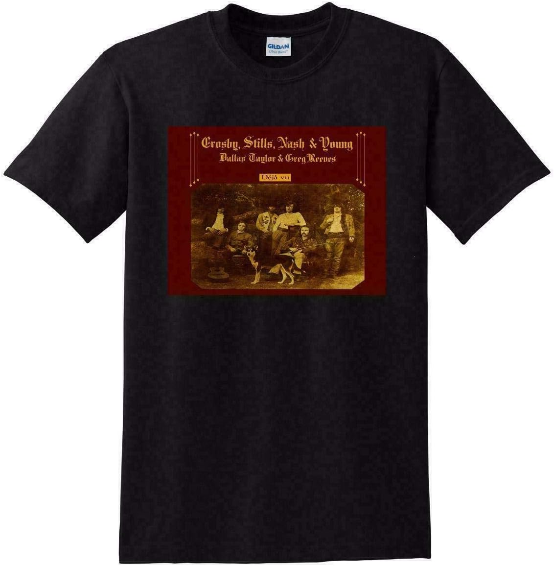 Crosby Stills Nash & Young T Shirt Deja Vu Black T Shirt Tee 3XL XXL чёрный