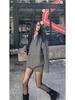 Women's Spring & Autumn 2025 Hot Gray Knitted Sweater Shorts Set