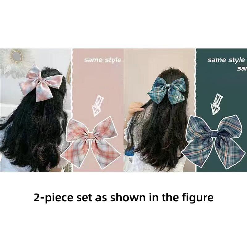 

Заколка для волос JK с бантиком, очень большая заколка для волос, пружинный зажим на затылке, детская заколка в клетку, головной убор, заколка для волос Spring clamp