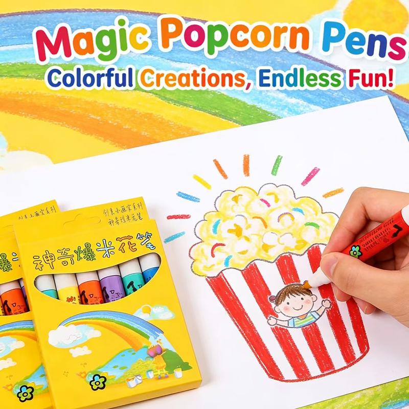 Diy Bubble Popcorn Painting Pen Magic 6-Color Bubble Pen 3d Art Pen Children'S Painting Coloring Creative Marker Pen 60ml