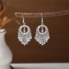 Ethnic Miao Silver Tassel Earrings - Retro Long Dangle Scenic Studs for Women